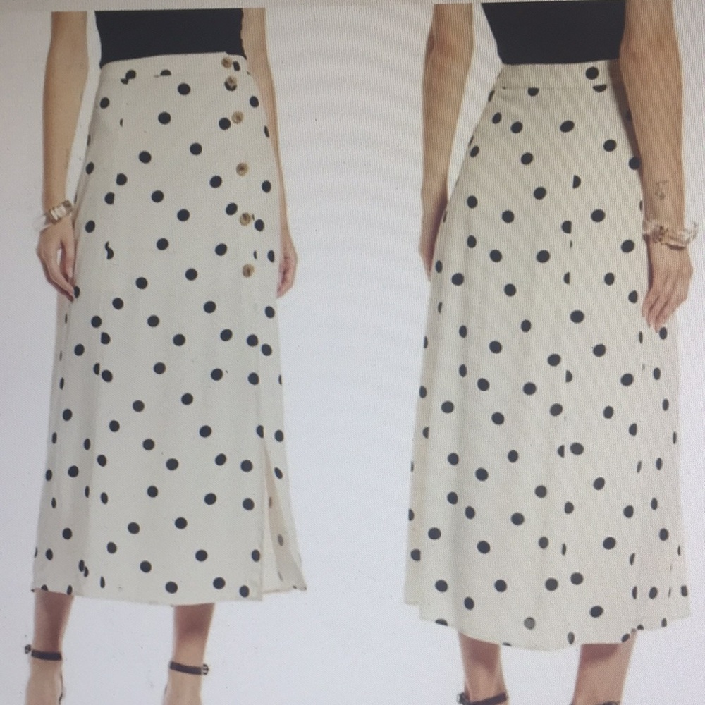 Something Navy Polka Dot Button Down Midi Skirt S - image 1